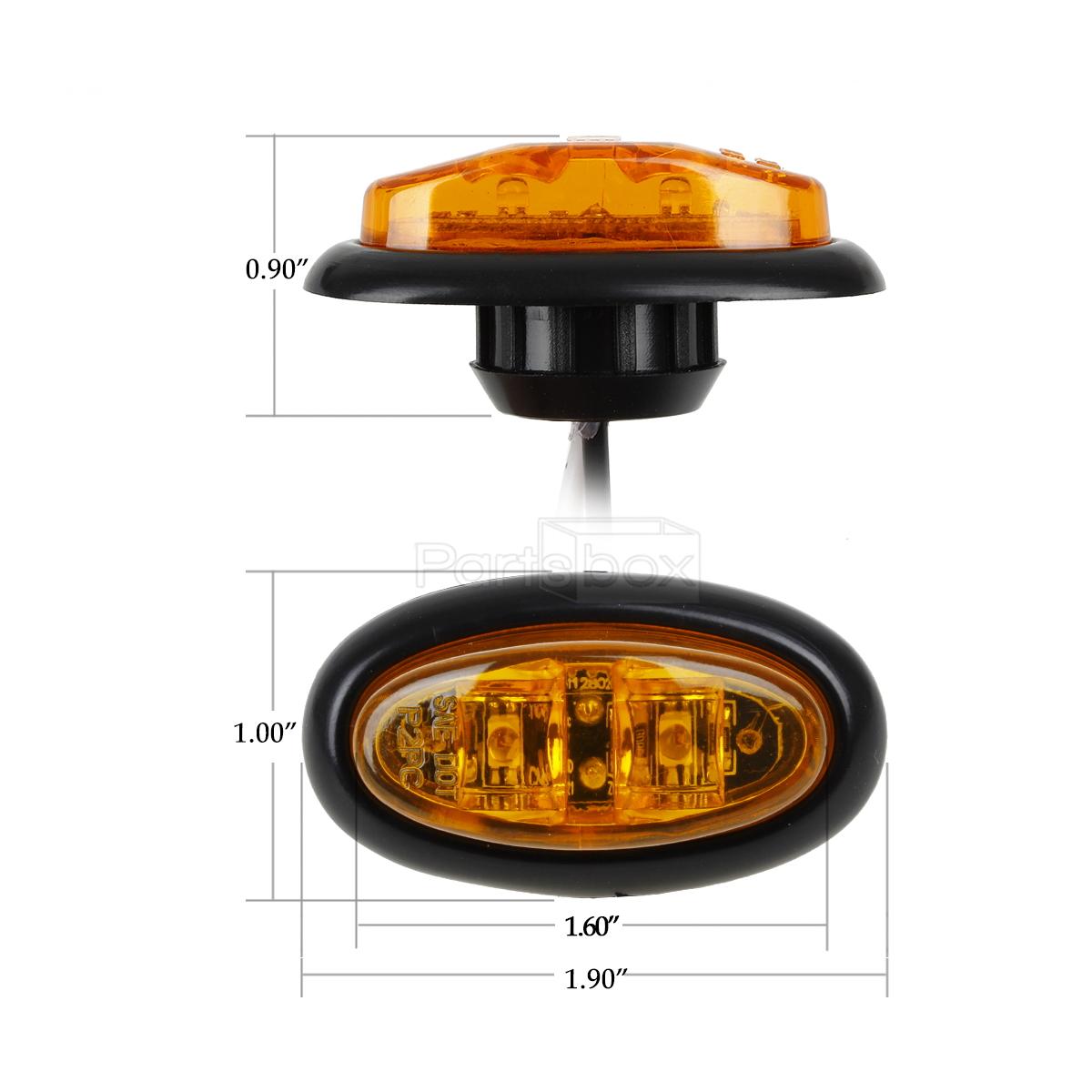 2x 2" x 1" Amber 12v Oval Flush Mount LED Mini Marker Lights Interior