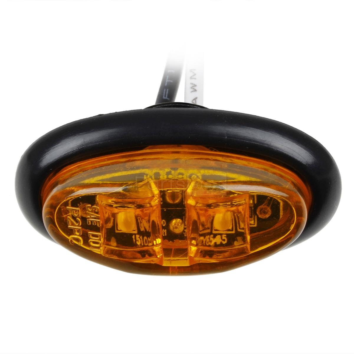 2x 2" x 1" Amber 12v Oval Flush Mount LED Mini Marker Lights Interior