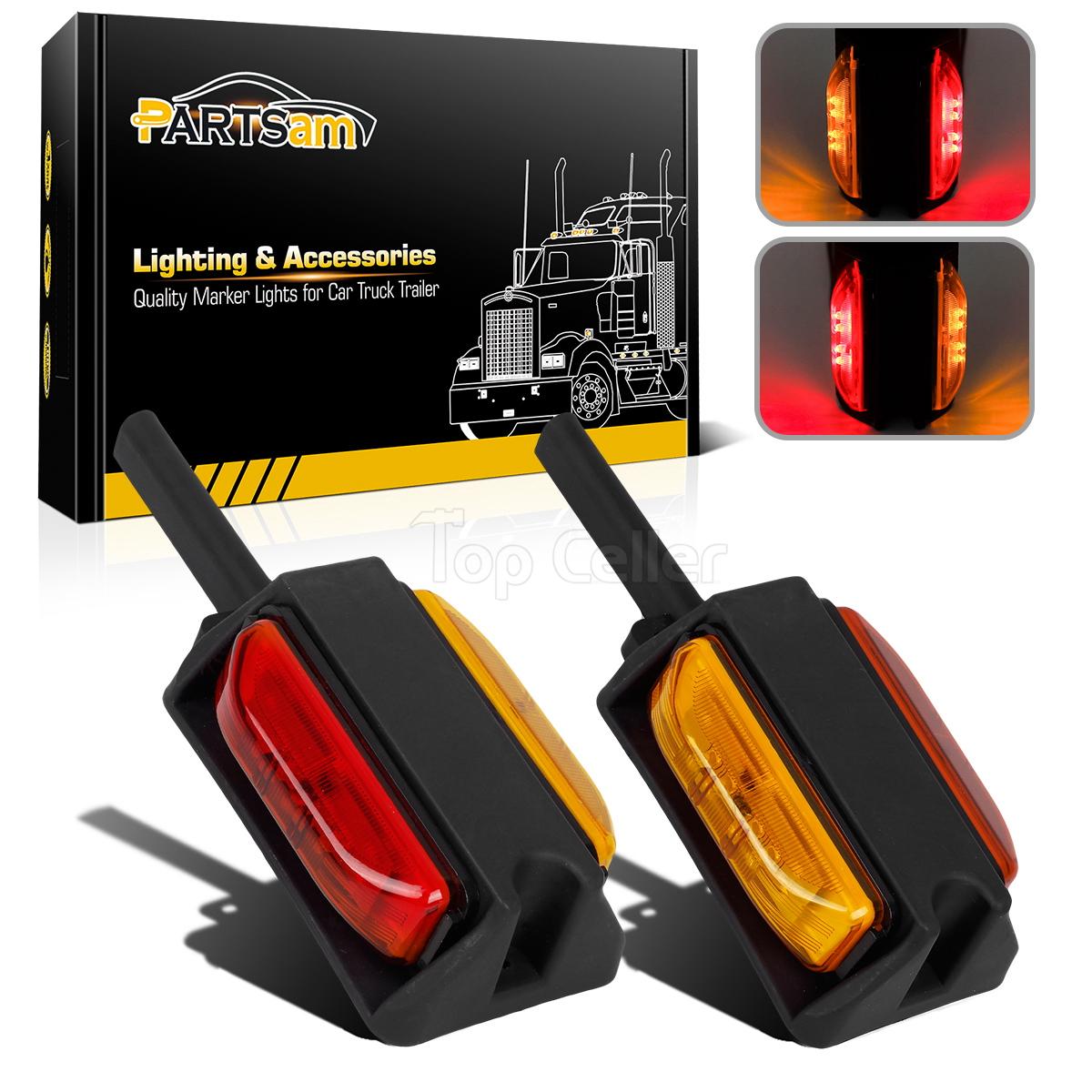 2x LED Amber and Red Trailer Fender Lights Led 4" Led Clearance Lights