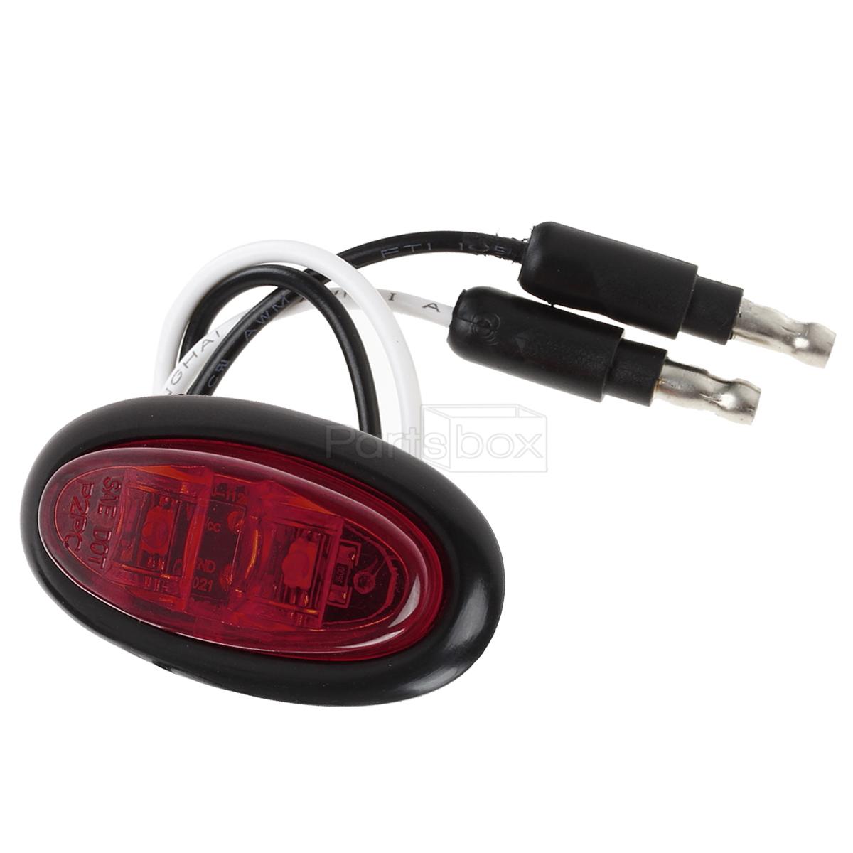 2x 2" x 1" Red Oval Flush Mount LED Mini Marker Lights Interior