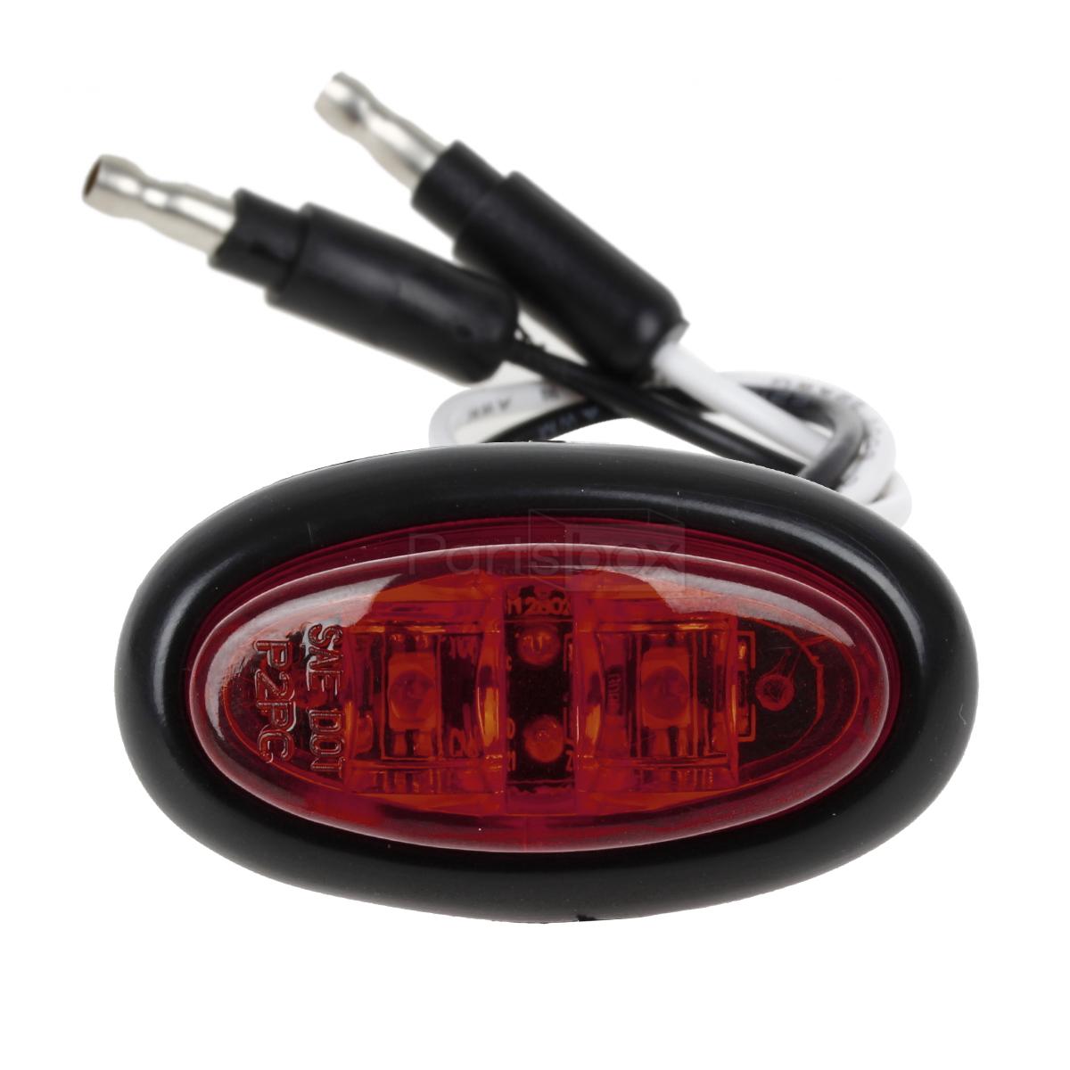 2x 2" x 1" Red Oval Flush Mount LED Mini Marker Lights Interior