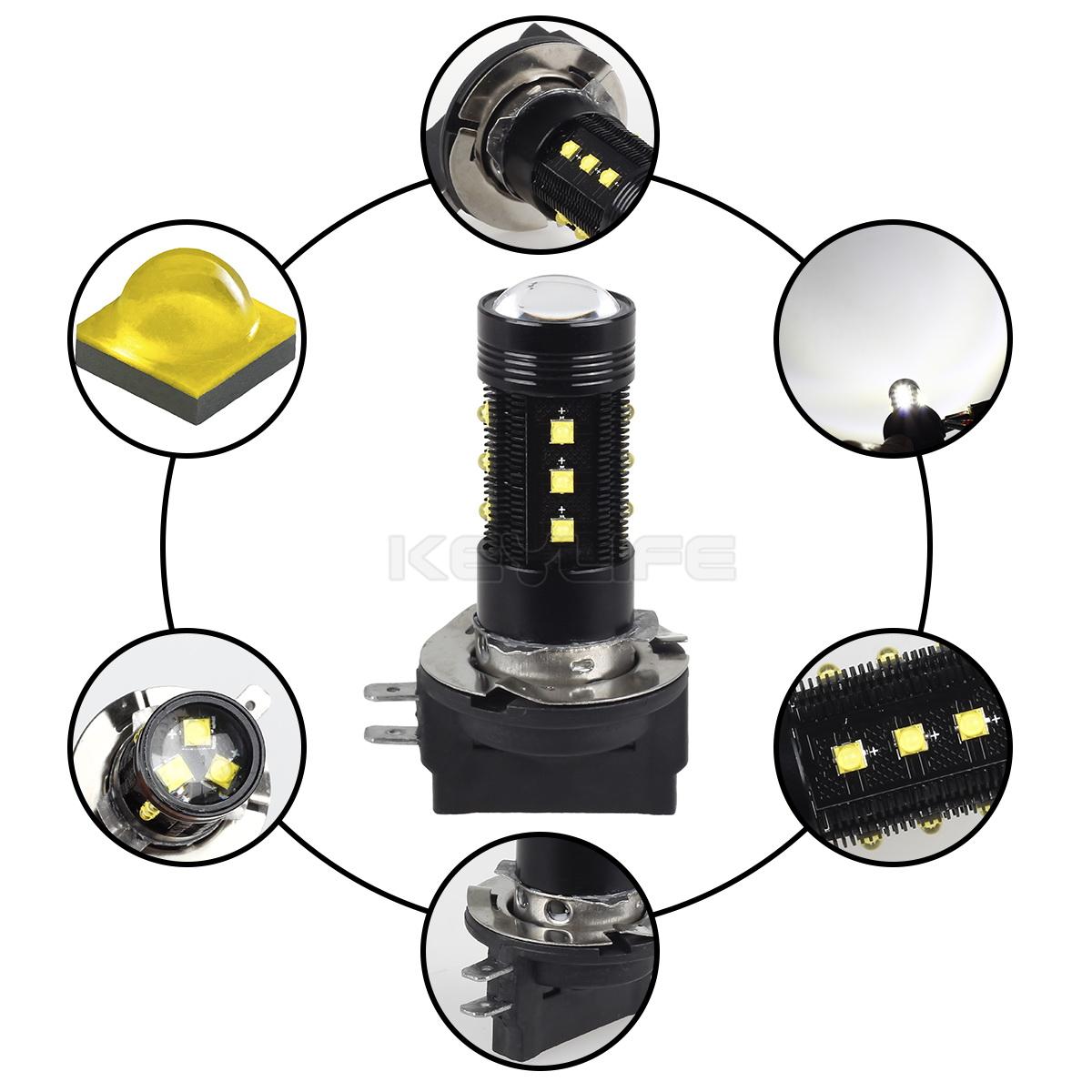 Pack2 LED Cree Bulbs H11B Headlight Xenon White Low Beam Passing High