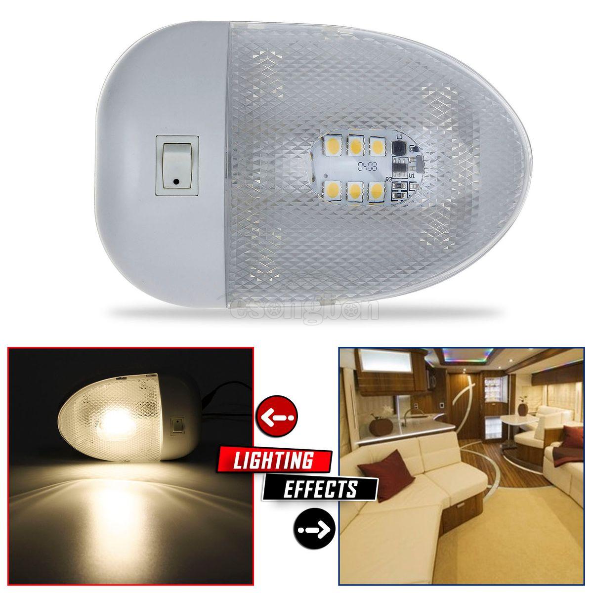 Dome Cargo Lights Fixtures 12V LED Ceiling Interior Camper Boat RV