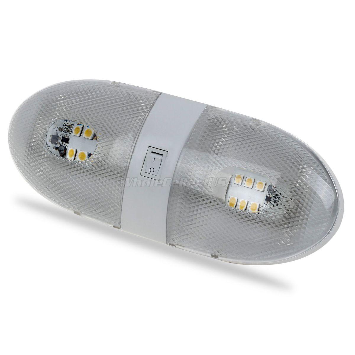 RV LED 12v Fixture Ceiling Camper Trailer Marine Euro Style Double Dome