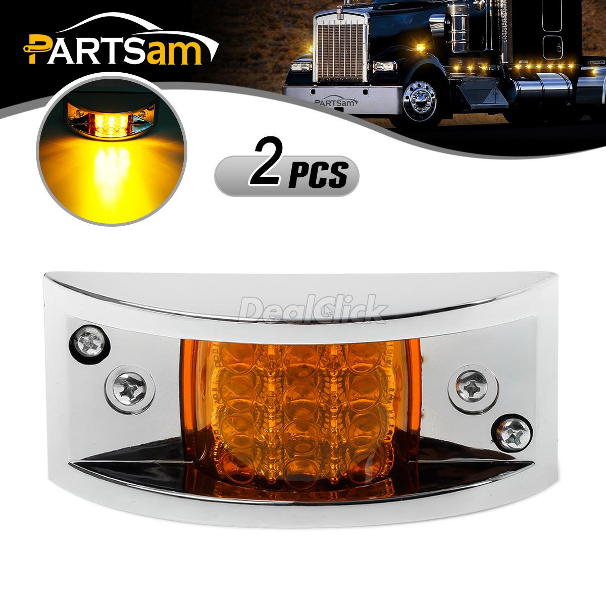 2) LED Marker Clearance Light Chrome Guarded Armored trailer camper 12