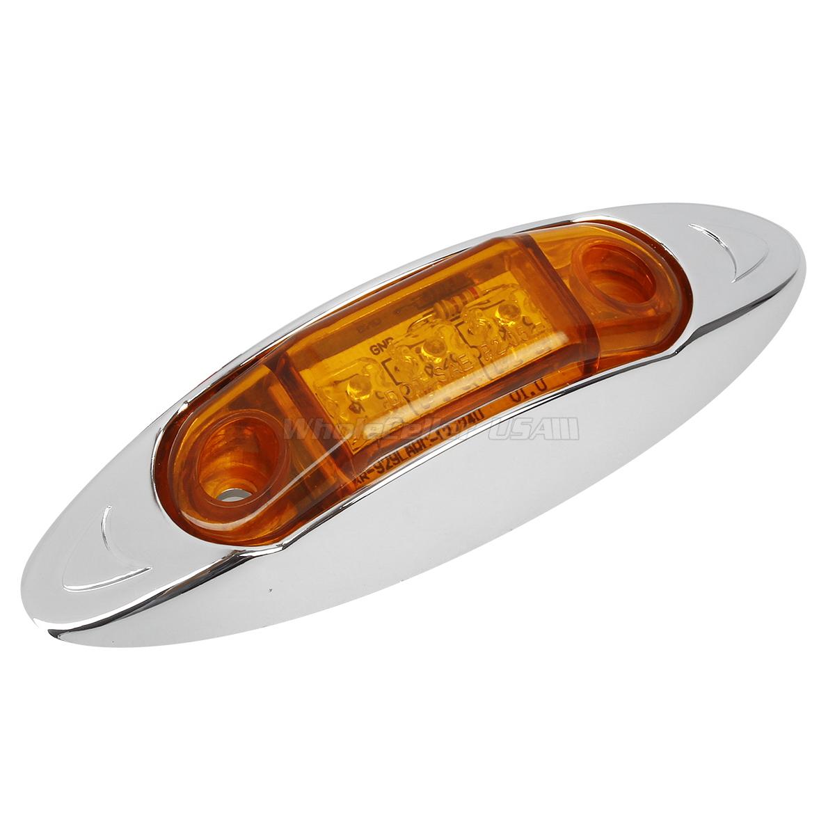 10pcs Amber Truck Trailer Side Fender Marker Clearance Light Chrome