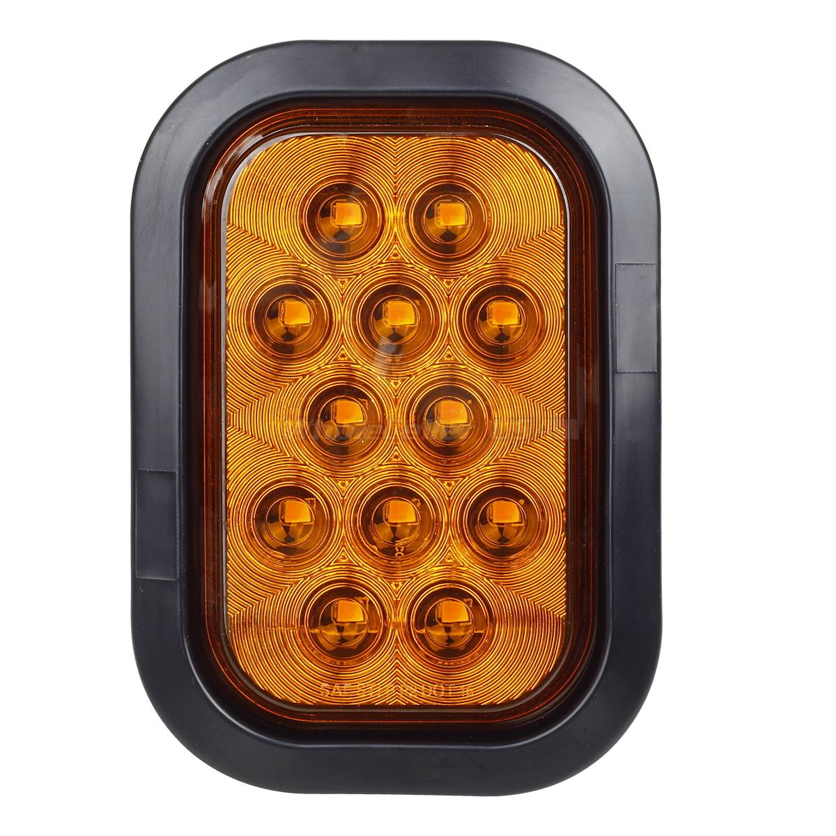 2xSealed 5"x3" Amber 12LED Rectangular Stop Turn Signal Tail Lights