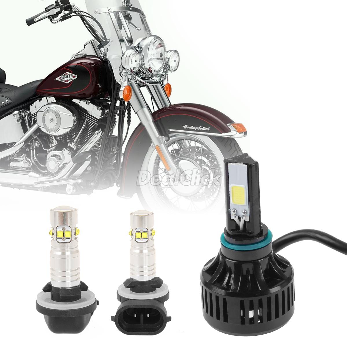 For Harley Motorcycle LED Headlight H4 Fog Lights 40W 4000LM Kit eBay
