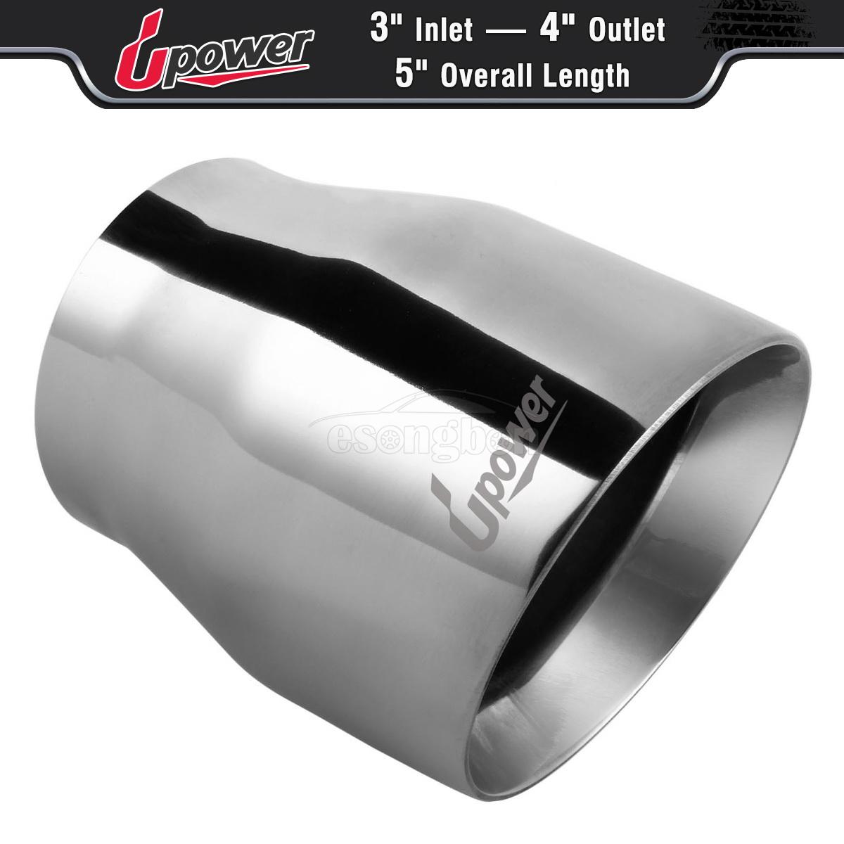 Chrome Stainless Steel Weld On Rear Exhaust Tip 3" Inlet 4" Outlet