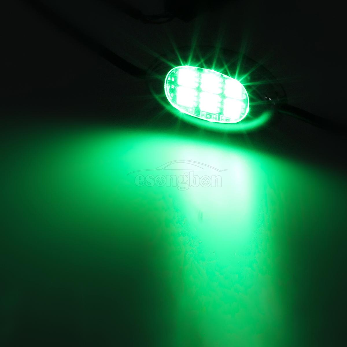 84LED Green Light Pods Motorcycle Accent Under Glow Neon Light Kit Push