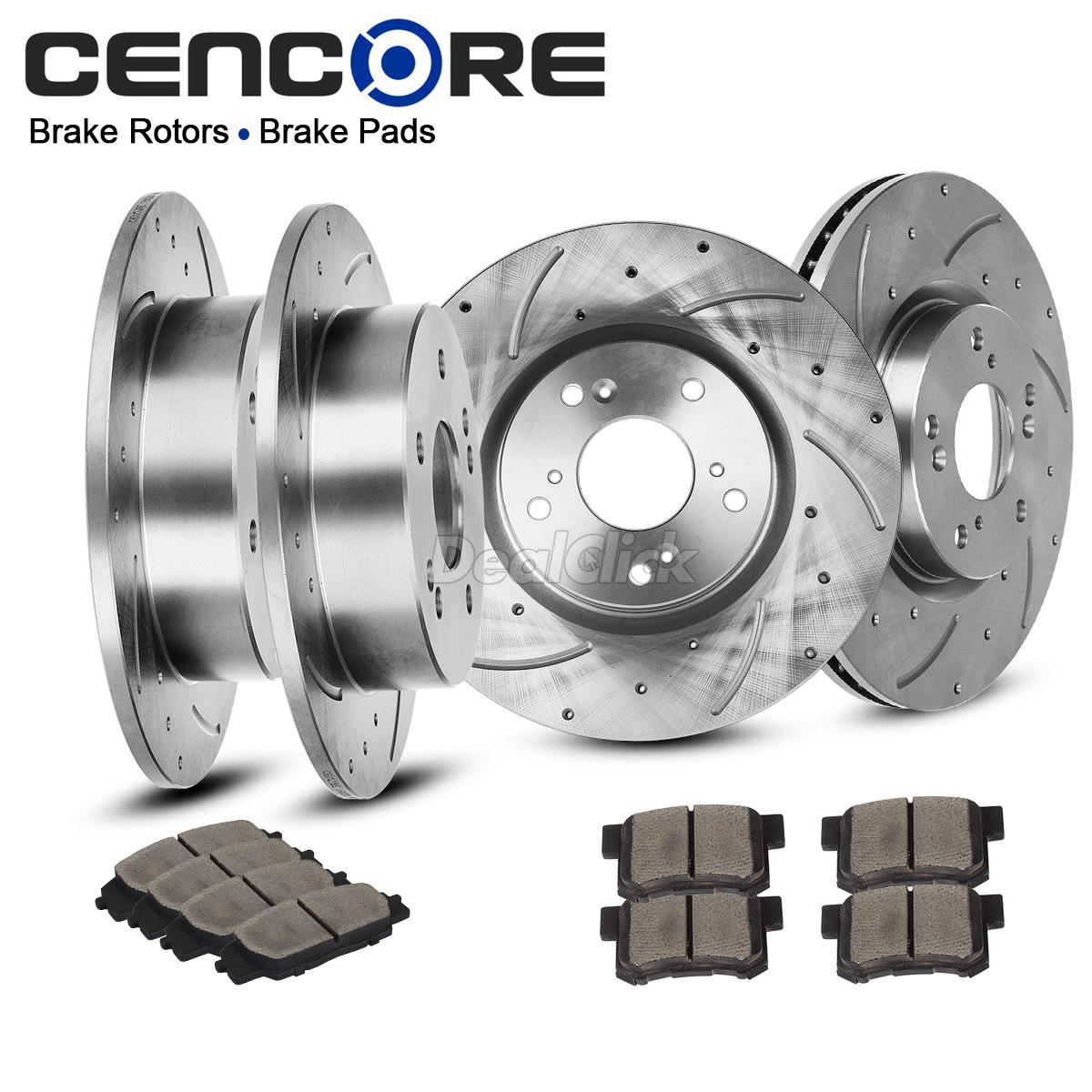 Front+Rear Drilled Slotted Brake Rotors Ceramic Pads for 0206 Acura