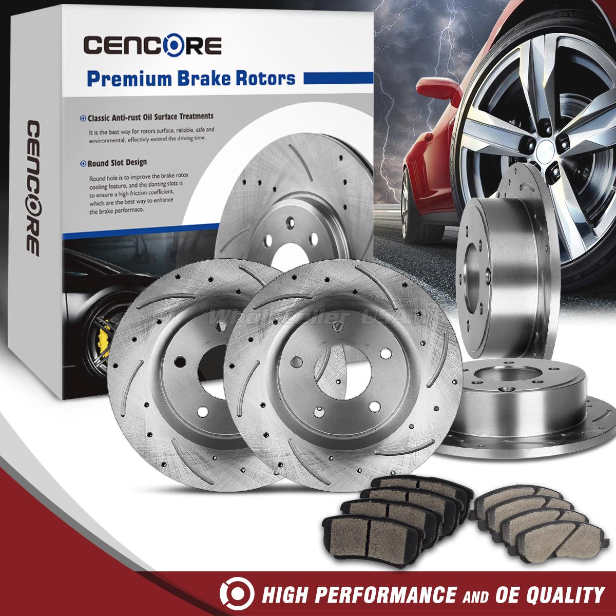 Full Kit Drilled Slotted Brake Rotors Ceramic Pads For