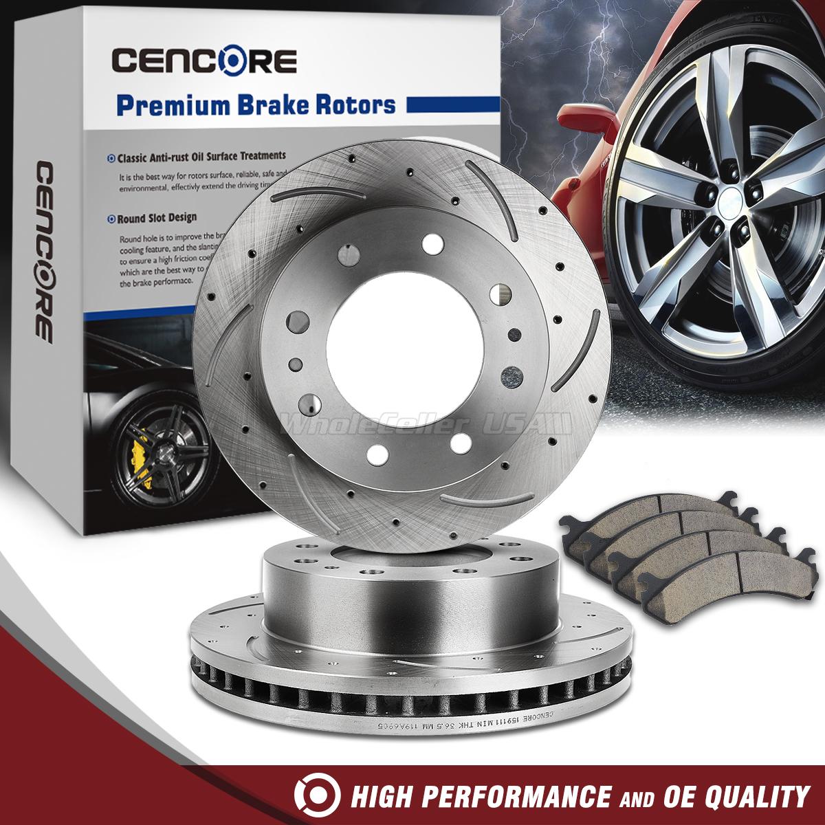 Full Front 2 Drilled Slotted Brake Rotors & 4 Ceramic Pads for Chevy