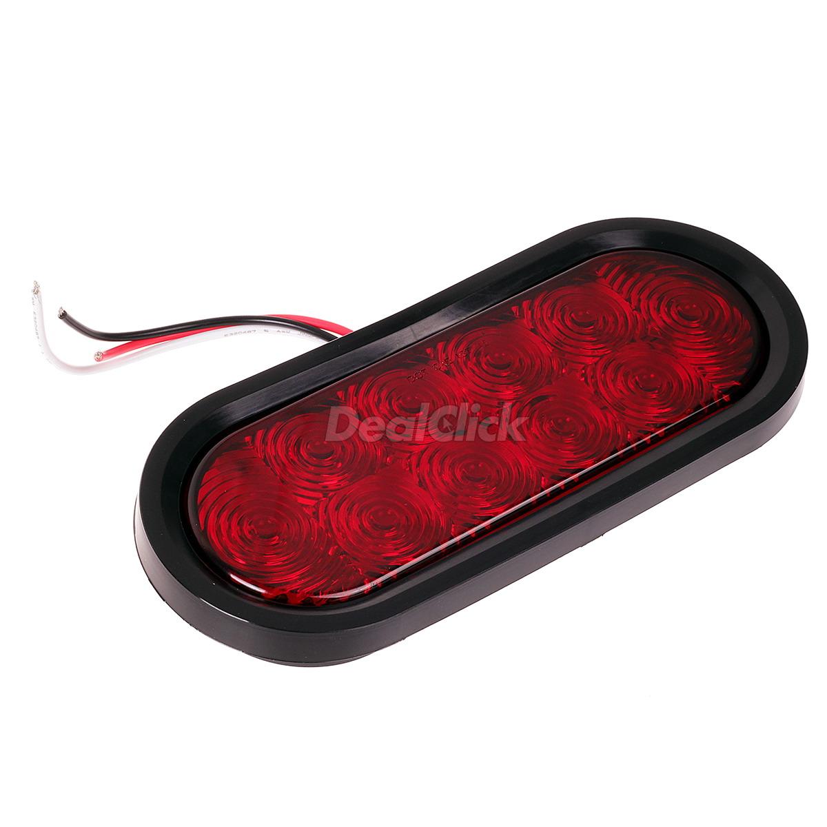 LED Small Trailer Light Kit, Red Oval Stop Turn Tail Light, 2Amber&4Red