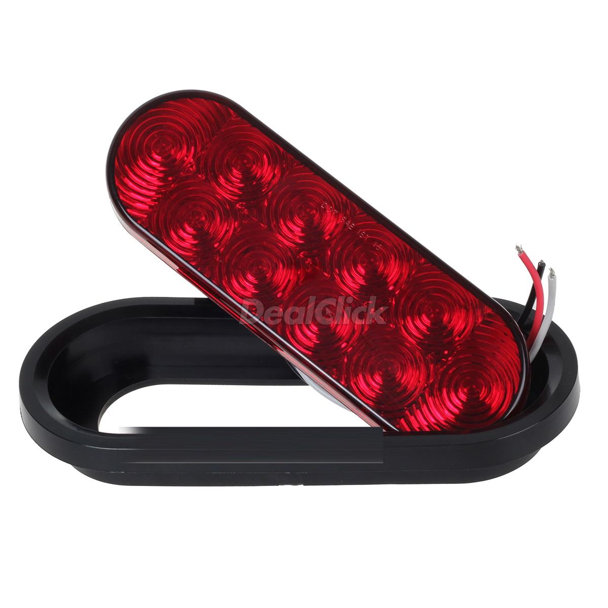 LED Small Trailer Light Kit, Red Oval Stop Turn Tail Light, 2Amber&4Red