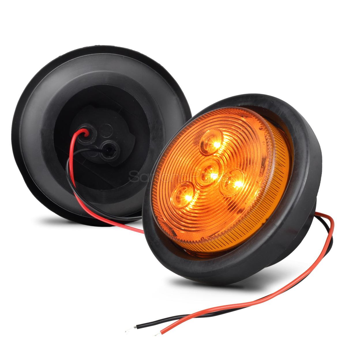 10) Submersible Red/Amber Led 2.5" Round Clearance/Marker Lights