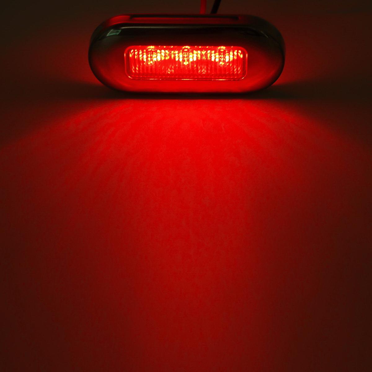 5x 3" Clear/Red Boat Cockpit Interior Step Marine Led Oval Courtesy