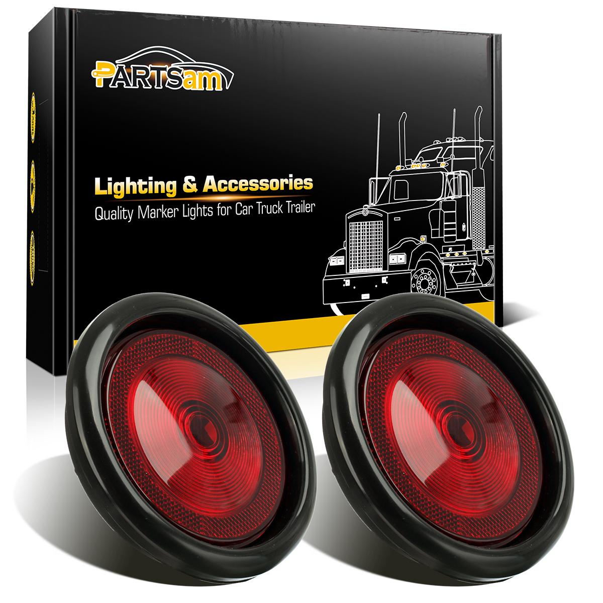 2 Trailer Truck Red Sealed 4 U0026quot Round Led Stop Turn Tail Lights With Reflex 12v